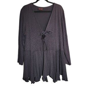 Y2K Whimsygoth Witchy  Fairy Grunge Goth Women's Black 3/4 Sleeve Tie Cardigan